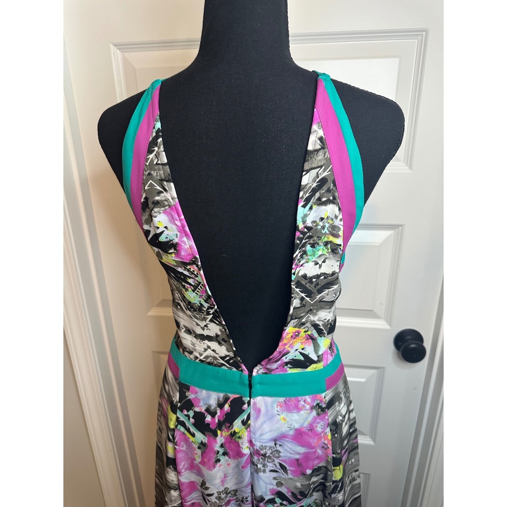 Parker Aurora Combo Maxi Dress size medium women's black teal pink - Picture 6 of 12